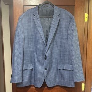 Elegant Blue Plaid Men's Blazer